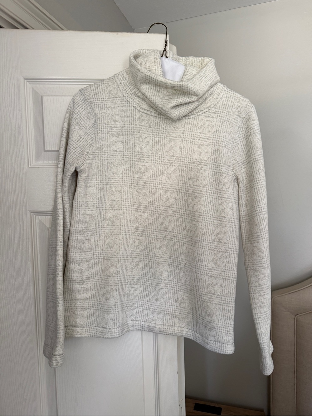 J. Crew Factory Cream Textured Cowl Neck Sweater